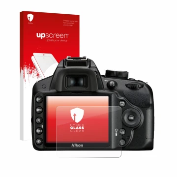 Front side of a product packaging with the brand logo upscreen. Next to it is the device Nikon D3200 shown with the correspond