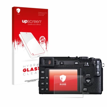 Front side of a product packaging with the brand logo upscreen. Next to it is the device Fujifilm X-E1 shown with the correspo