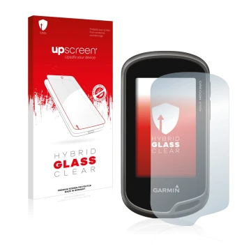 Front side of a product packaging with the brand logo upscreen. Next to it is the device Garmin Oregon 650t shown with the cor