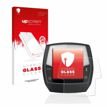 Front side of a product packaging with the brand logo upscreen. Next to it is the device Bosch Intuvia Performance Line shown 