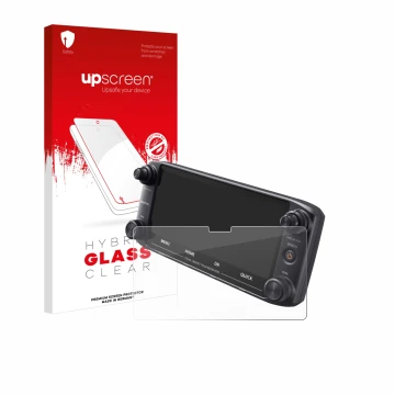 Front side of a product packaging with the brand logo upscreen. Next to it is the device Icom ID-5100 shown with the correspon