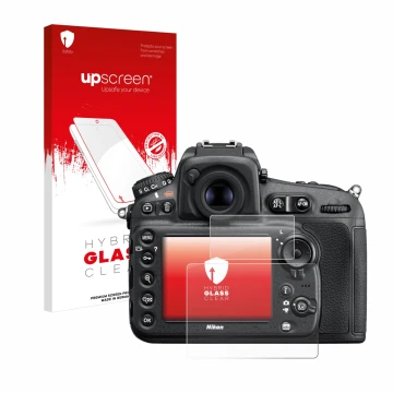 Front side of a product packaging with the brand logo upscreen. Next to it is the device Nikon D810 shown with the correspondi