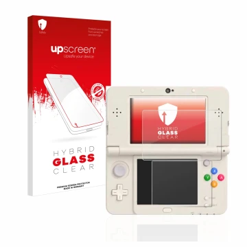 Front side of a product packaging with the brand logo upscreen. Next to it is the device Nintendo New 3DS shown with the corre
