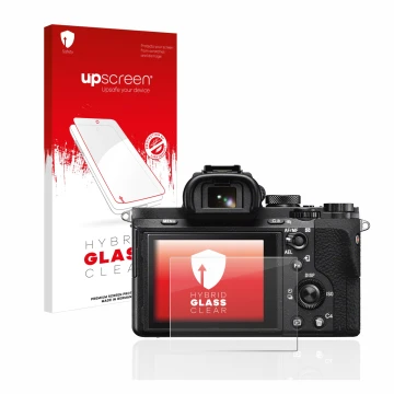 Front side of a product packaging with the brand logo upscreen. Next to it is the device Sony Alpha 7 II (ILCE-7M2) shown with