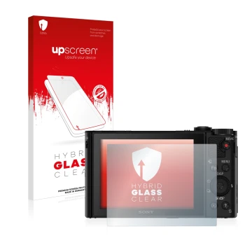 Front side of a product packaging with the brand logo upscreen. Next to it is the device Sony Cyber-Shot DSC-WX500 shown with 