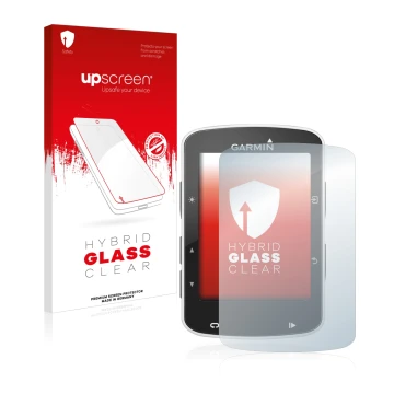 Front side of a product packaging with the brand logo upscreen. Next to it is the device Garmin Edge 520 shown with the corres