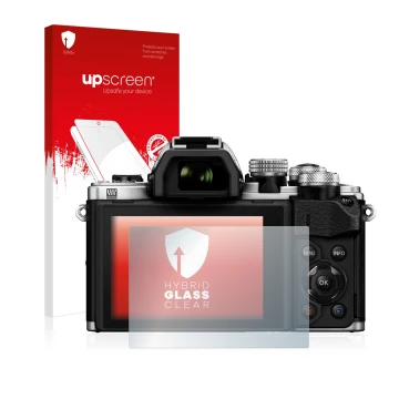 Front side of a product packaging with the brand logo upscreen. Next to it is the device Olympus OM-D E-M10 Mark II shown with