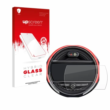 Front side of a product packaging with the brand logo upscreen. Next to it is the device Mini Cooper R56 (6.5