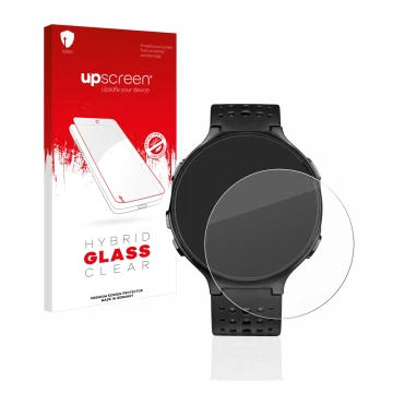 Front side of a product packaging with the brand logo upscreen. Next to it is the device Garmin Forerunner 235 shown with the 