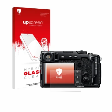 Front side of a product packaging with the brand logo upscreen. Next to it is the device Fujifilm X-Pro2 shown with the corres
