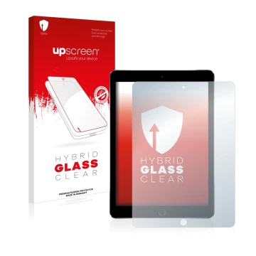 Front side of a product packaging with the brand logo upscreen. Next to it is the device Apple iPad Pro 9.7