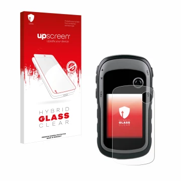 Front side of a product packaging with the brand logo upscreen. Next to it is the device Garmin eTrex 30x shown with the corre
