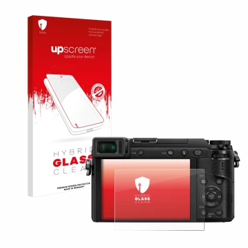 Front side of a product packaging with the brand logo upscreen. Next to it is the device Panasonic Lumix DMC-GX80 shown with t