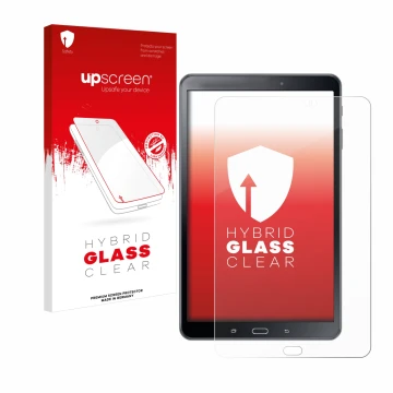 Front side of a product packaging with the brand logo upscreen. Next to it is the device Samsung Galaxy Tab A 10.1 2016 SM-T58