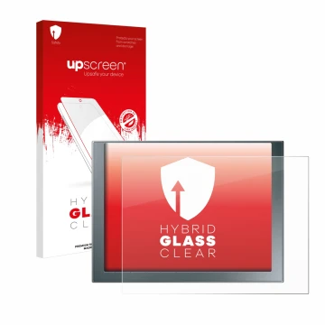 Front side of a product packaging with the brand logo upscreen. Next to it is the device Siemens Simatic HMI KTP 1200 Basic sh