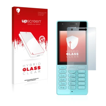 Front side of a product packaging with the brand logo upscreen. Next to it is the device Nokia 216 shown with the correspondin