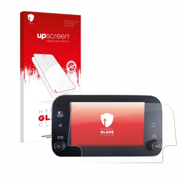 Front side of a product packaging with the brand logo upscreen. Next to it is the device Fiat Tipo 2016-2019 Uconnet 7