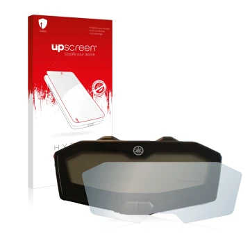 Front side of a product packaging with the brand logo upscreen. Next to it is the device Yamaha MT-07 2018-2020 shown with the