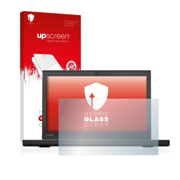 Front side of a product packaging with the brand logo upscreen. Next to it is the device Lenovo ThinkPad X270 shown with the c