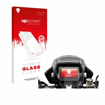 Front side of a product packaging with the brand logo upscreen. Next to it is the device KTM 1290 Super Adventure S 2017 Speed