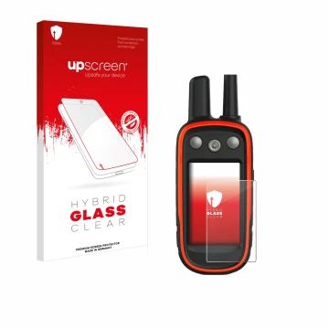 Front side of a product packaging with the brand logo upscreen. Next to it is the device Garmin Atemos 100 shown with the corr