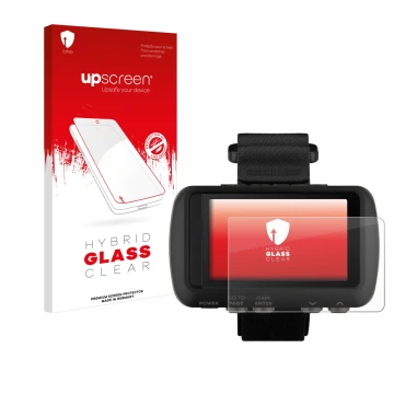 Front side of a product packaging with the brand logo upscreen. Next to it is the device Garmin Foretrex 601 shown with the co