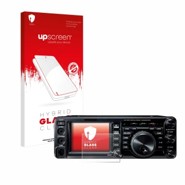 Front side of a product packaging with the brand logo upscreen. Next to it is the device Yaesu FT-991A shown with the correspo