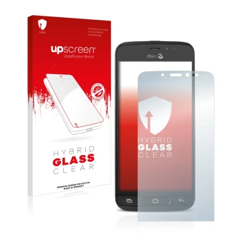 Front side of a product packaging with the brand logo upscreen. Next to it is the device Doro 8040 shown with the correspondin