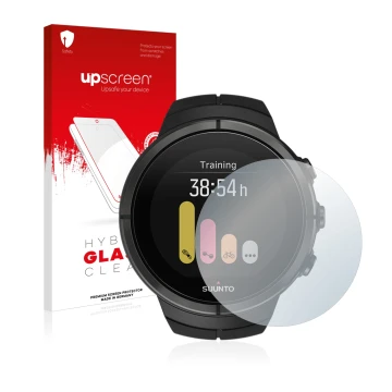 Front side of a product packaging with the brand logo upscreen. Next to it is the device Suunto Spartan Ultra shown with the c