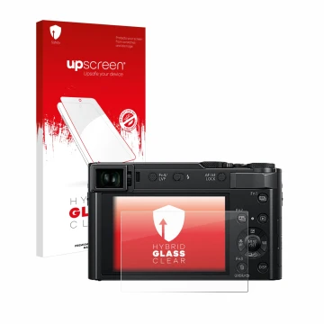 Front side of a product packaging with the brand logo upscreen. Next to it is the device Panasonic Lumix DC-TZ202 shown with t