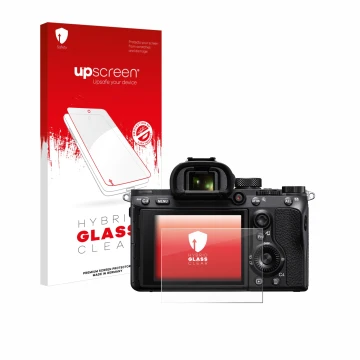 Front side of a product packaging with the brand logo upscreen. Next to it is the device Sony Alpha 7 III (ILCE-7M3) shown wit