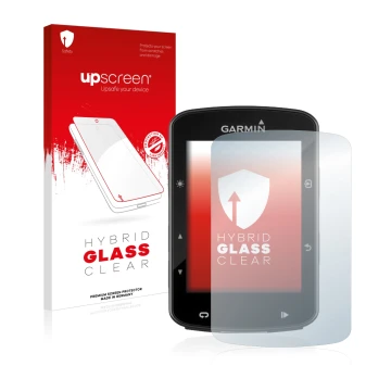 Front side of a product packaging with the brand logo upscreen. Next to it is the device Garmin Edge 520 Plus shown with the c