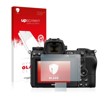 Front side of a product packaging with the brand logo upscreen. Next to it is the device Nikon Z 6 shown with the correspondin