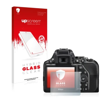 Front side of a product packaging with the brand logo upscreen. Next to it is the device Nikon D3500 shown with the correspond
