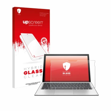 Front side of a product packaging with the brand logo upscreen. Next to it is the device HP Elite x2 1013 G3 shown with the co