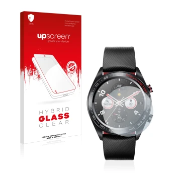 Front side of a product packaging with the brand logo upscreen. Next to it is the device Honor Watch Magic shown with the corr