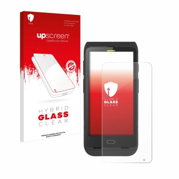 Front side of a product packaging with the brand logo upscreen. Next to it is the device Honeywell Dolphin CT40 shown with the