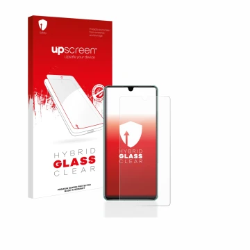 Front side of a product packaging with the brand logo upscreen. Next to it is the device Huawei P30 shown with the correspondi