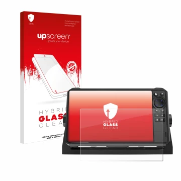 Front side of a product packaging with the brand logo upscreen. Next to it is the device Lowrance HDS 9 Live Echolot shown wit