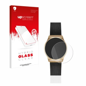 Front side of a product packaging with the brand logo upscreen. Next to it is the device Xlyne X-Watch Joli XW Pro shown with 