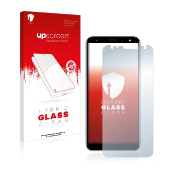 Front side of a product packaging with the brand logo upscreen. Next to it is the device LG K40 shown with the corresponding s