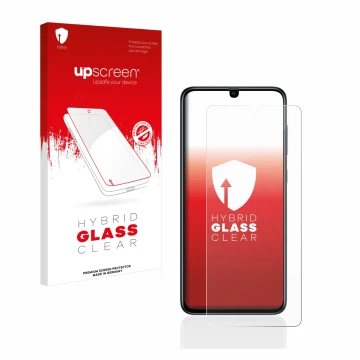 Front side of a product packaging with the brand logo upscreen. Next to it is the device Samsung Galaxy A70 shown with the cor