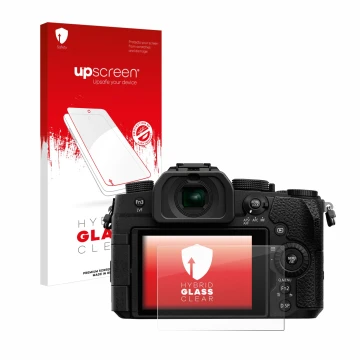 Front side of a product packaging with the brand logo upscreen. Next to it is the device Panasonic Lumix DC-G91 shown with the