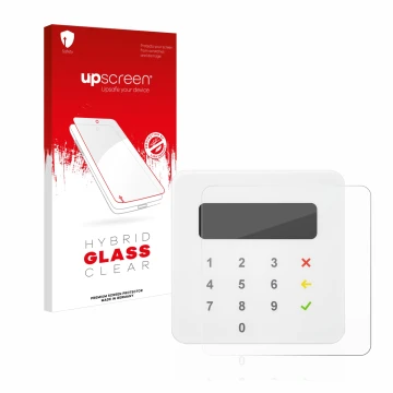 Front side of a product packaging with the brand logo upscreen. Next to it is the device SumUp Air shown with the correspondin