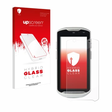 Front side of a product packaging with the brand logo upscreen. Next to it is the device Zebra TC52-HC shown with the correspo