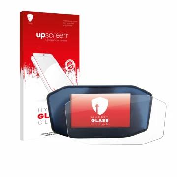 Front side of a product packaging with the brand logo upscreen. Next to it is the device KTM 1290 Super Duke R shown with the 