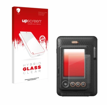 Front side of a product packaging with the brand logo upscreen. Next to it is the device Fujifilm Instax Mini LiPlay shown wit