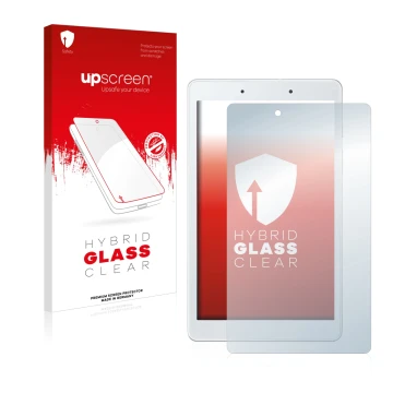 Front side of a product packaging with the brand logo upscreen. Next to it is the device Samsung Galaxy Tab A 8.0 WiFi 2019 sh