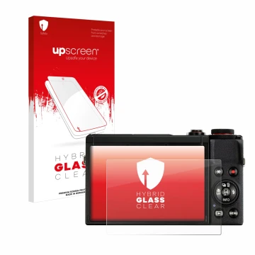 Front side of a product packaging with the brand logo upscreen. Next to it is the device Canon PowerShot G7 X Mark III shown w