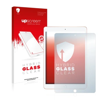 Front side of a product packaging with the brand logo upscreen. Next to it is the device Apple iPad 10.2